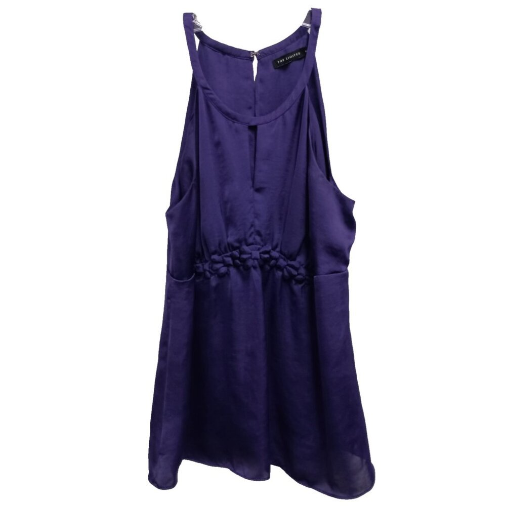 VTG Y2K The Limited Womens Babydoll Tank Top Medium Purple Beaded Satin Coquette